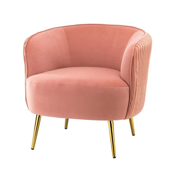 JAYDEN CREATION Sarpedon Pink Barrel Chair with Metal Legs
