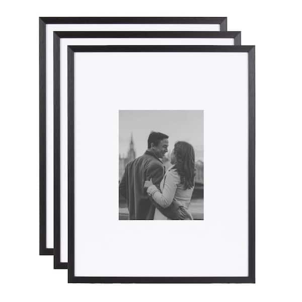 Gallery 16x20 matted to 8x10 Black Plastic Picture Fram Set of 3
