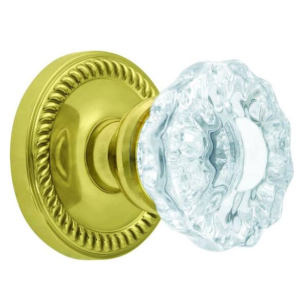 Grandeur Newport Rosette Polished Brass with Double Dummy Versailles Crystal Knob