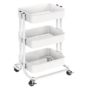13.58 in. W x 16.77 in. D x 29.33 in. H White Metal Outdoor Storage Cabinet with 2 Lockable Wheels