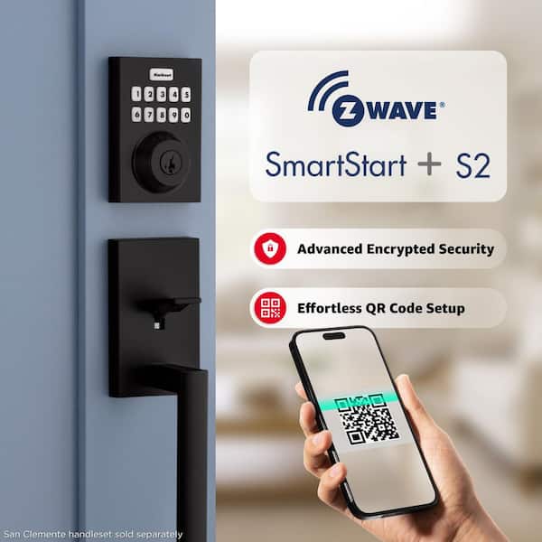 Kwikset HomeConnect 620 Matte Black Contemporary Z-Wave Long Range