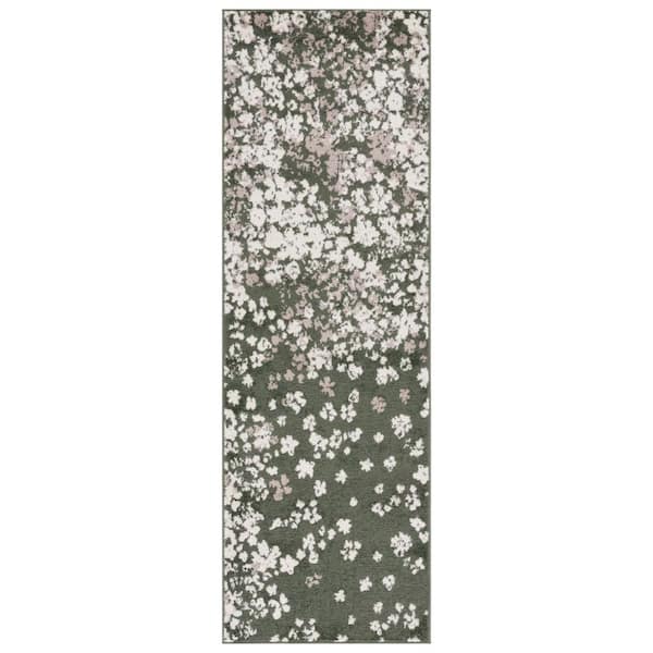 SAFAVIEH Adirondack Dark Green/Ivory 3 ft. x 8 ft. Floral Speckled Runner Rug