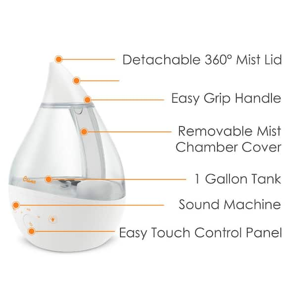 Crane 1 Gal. Top Fill Drop Cool Mist Humidifier with Sound Machine 