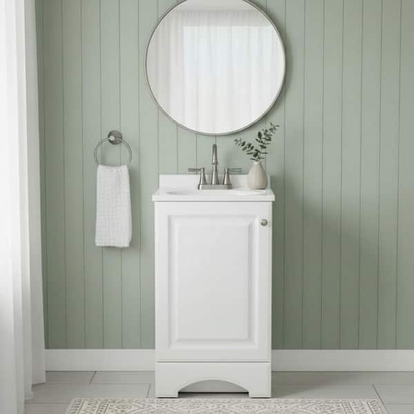 19 in. Single Sink White Bath Vanity with White Cultured Marble Top (Assembled)