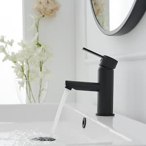 Single Handle Single Hole Bathroom Faucet in Matte Black