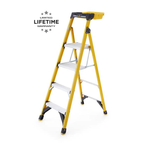 Gorilla Ladders 5.5 ft. Fiberglass Dual Platform Step Ladder with Project Bucket (10 ft. Reach), 300 lbs. Capacity Type IA Duty Rating