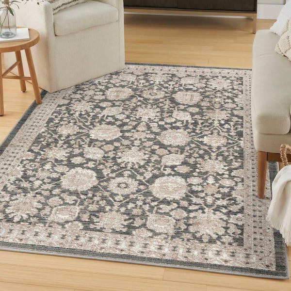 Renewed Charcoal 4 ft. x 6 ft. Distressed Traditional Area Rug
