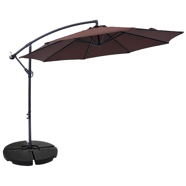 10 ft. Steel Cantilever Offset Patio Umbrella with Crank in Brown