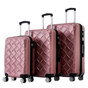 3-Piece Rose Gold Expandable ABS Hardshell Spinner 20 in. 24 in. 28 in.  Luggage Set with TSA Lock