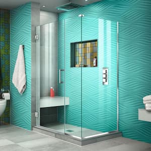 Unidoor Plus 40.5 in. W x 34-3/8 in. D x 72 in. H Frameless  Hinged Corner Shower Enclosure in Chrome