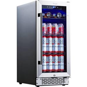 Single Zone 15 in. 80 (12 oz.) Cans Beverage Cooler Soda Beer Drink Built-in Refrigerator 34-54°F with Safety Lock