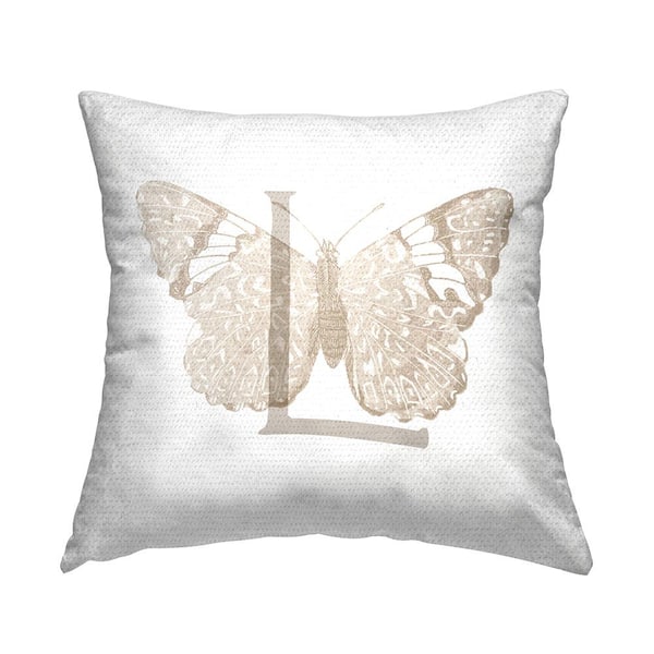 Stupell Industries Butterfly Letter L Square Outdoor Throw Pillow