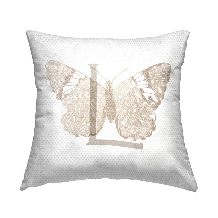 Stupell Industries Butterfly Letter L Square Outdoor Throw Pillow