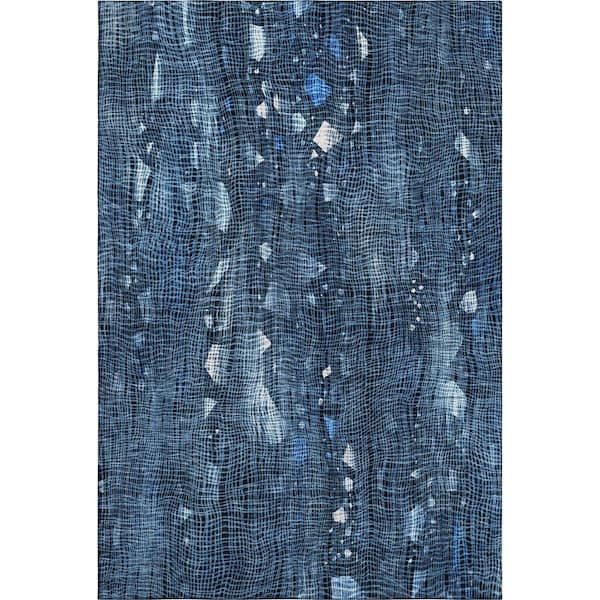 Mayfield Premium Machine Washable Abstract AMF2092 Blue 3 ft. x 4 ft. Area Rug