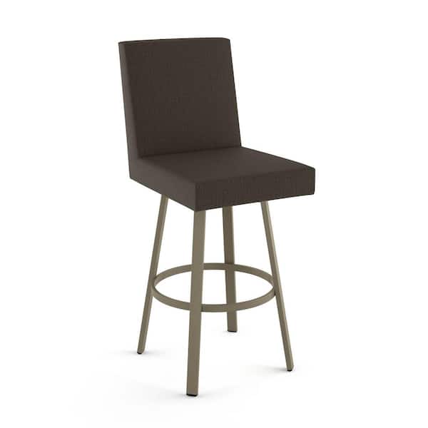 Amisco Hartman 26.5 in. Dark Brown Grey Polyester/Grey Metal Counter Stool