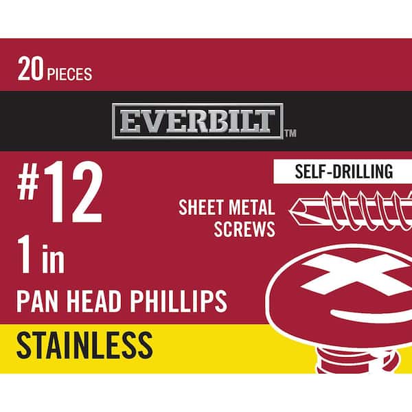 Everbilt #12 1 in. Phillips Pan-Head Sheet Metal Screws (20-Pack)