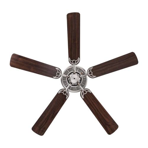 Seltzer 52 In. Indoor Brushed Nickel Traditional Ceiling Fan with Pull Chain and 5 Reversible Blades Ceiling Fans Without Lights