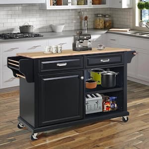 Kitchen Cart with Stainless Steel Tabletop, Black Kitchen Island on Wheels  NEW