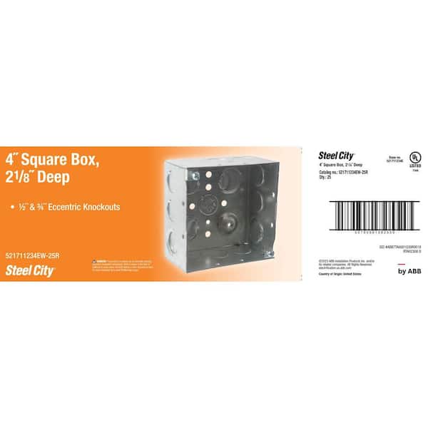4 in. 30.3 cu. in. Metallic Square Box (521711234EW-25R)