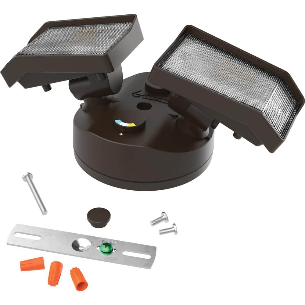 Dark Bronze Dual Head LED Outdoor Security Floodlight