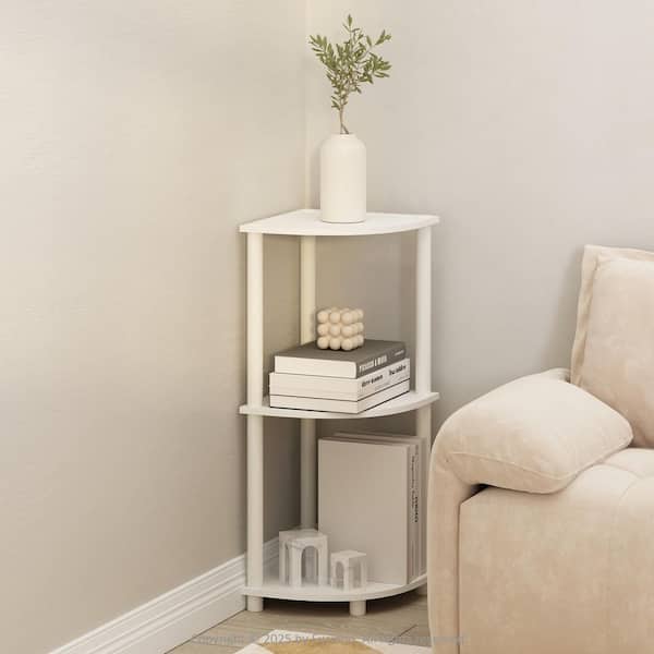 Turn-N-Tube 30 in. Tall White/White Wood 3-Shelf Bookcase