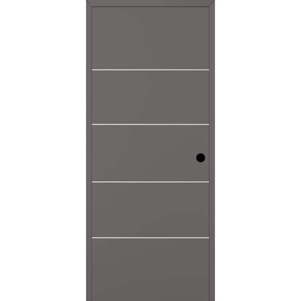 Optima 4H DIY-Friendly 18 in. x 80 in. Left Hand Gray Matte Solid Composite Core Wood Single Prehung Interior Door