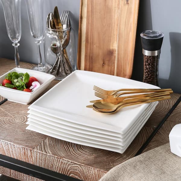 MALACASA Series Blance 6-Piece Ivory White Porcelain Dinnerware