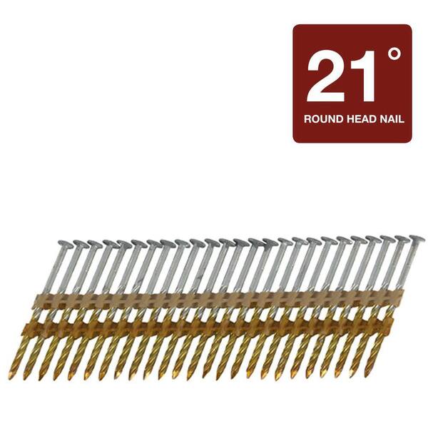 Hitachi 3 in. x 0.120 in. Full Round-Head Screw Shank Hot-Dipped Galvanized Plastic Strip Framing Nails (4,000-Pack)