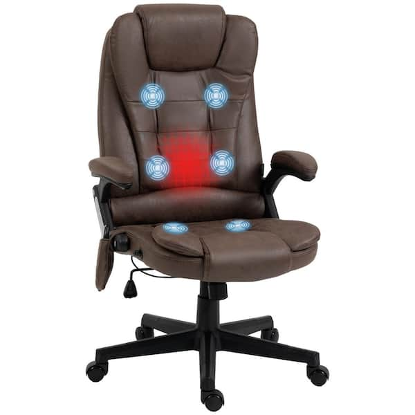 HOMCOM Brown Massage Recliner and Ottoman, PU Leisure Office Chair with 10 Vibration Points, Adjustable Backrest