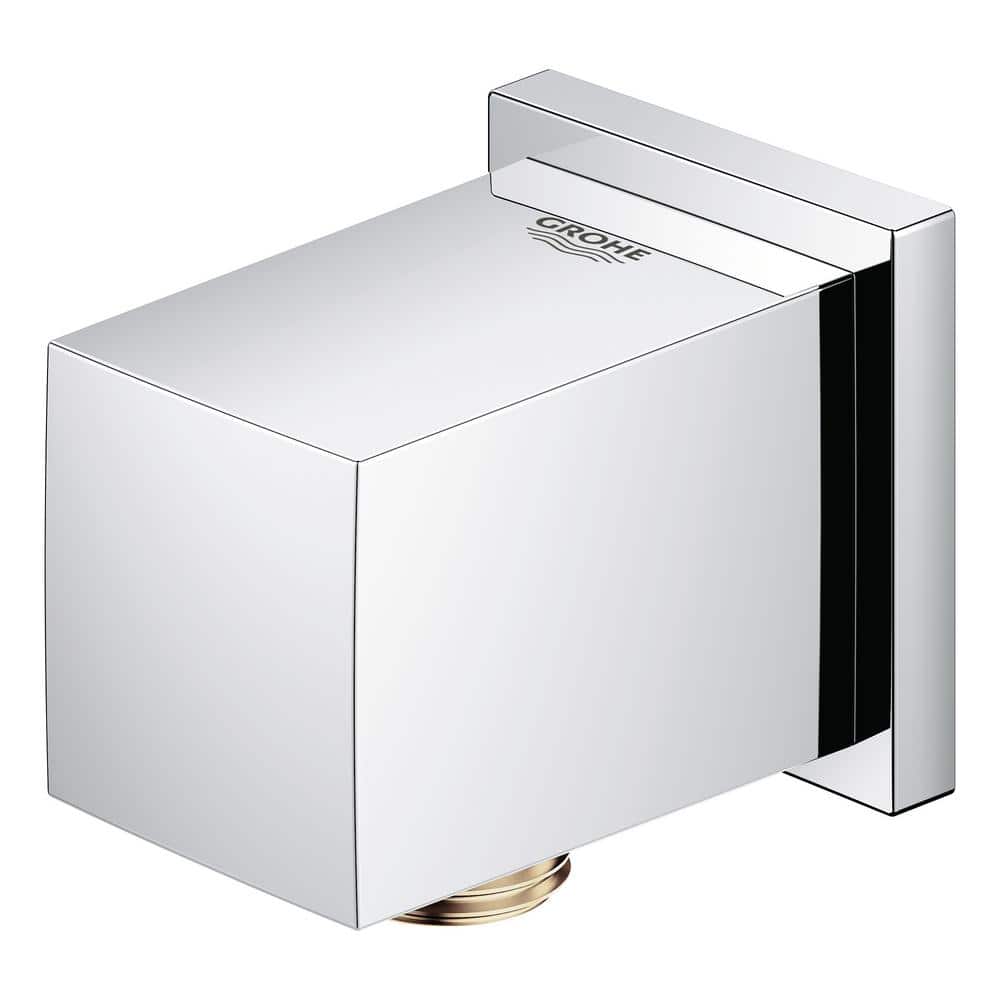 Euphoria Cube Modern Chrome Shower Wall Union with Backflow Prevention
