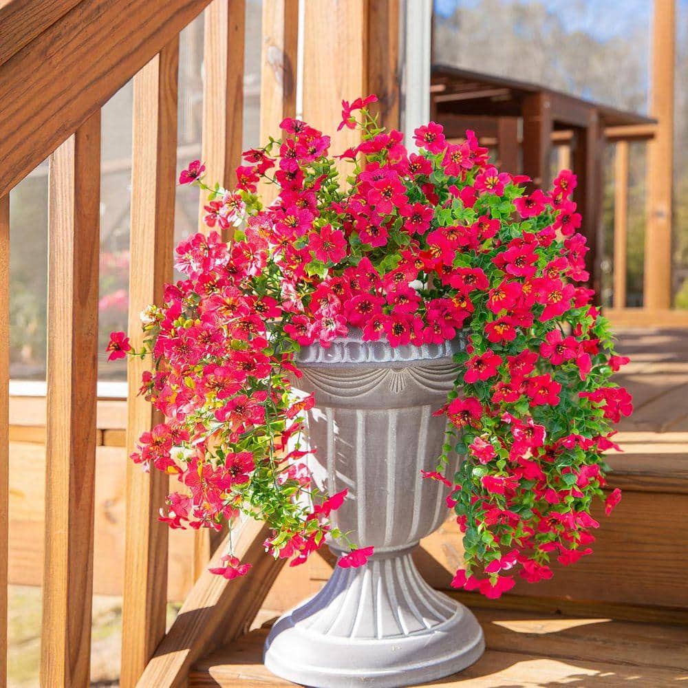 19.3 in. Pink Outdoor Artificial Daisy Flower 2-Pcs DEZZ201 - The