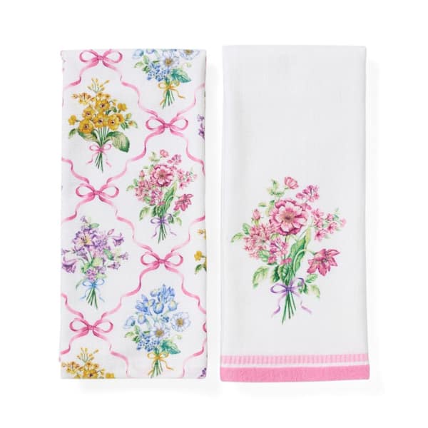 Lenox Bouquet Ribbon Kitchen Towels, Set of 2, Multicolor - 18"W x 28"L