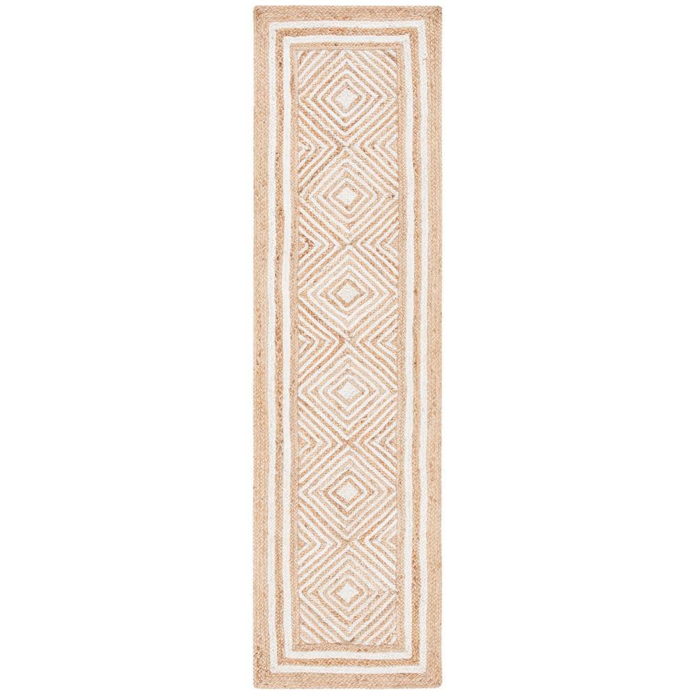 SAFAVIEH Natural Fiber Beige/Ivory 2 ft. x 9 ft. Woven Border Runner ...