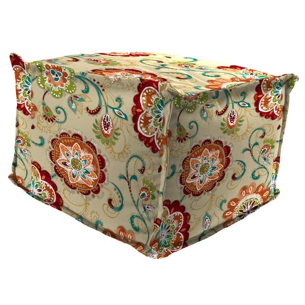 20 in. L x 20 in. W x 15 in. H Outdoor Pouf Ottoman in Fanfare Sonoma