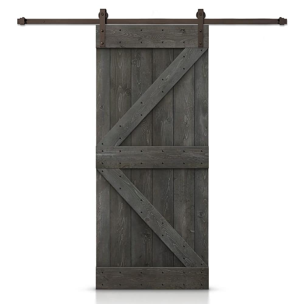 44 in. x 80 in. K Series Solid Core Carbon Gray Stained DIY Wood Interior Sliding Barn Door with Hardware Kit price history on PriceWatchPro