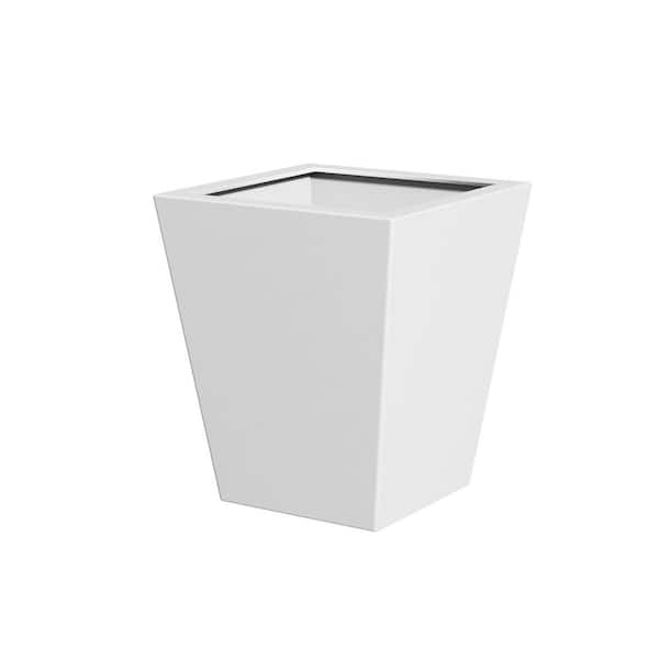 19 in. L x 19 in. W x 22 in. H White Metal Tapered Planter with Drainage Hole and Rubber Plug