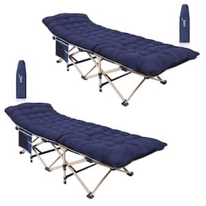 Camping Cots, Camping Cots with Mattress, Cots for Adults, Folding Cot with Carry Bag Holds Up to 500 lbs. (2-Pack Navy)