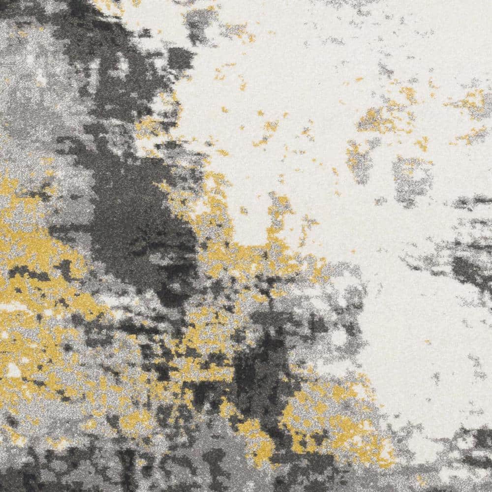 Gray Abstract Rectangular Low Pile Synthetic Rug 7'11" x 10'