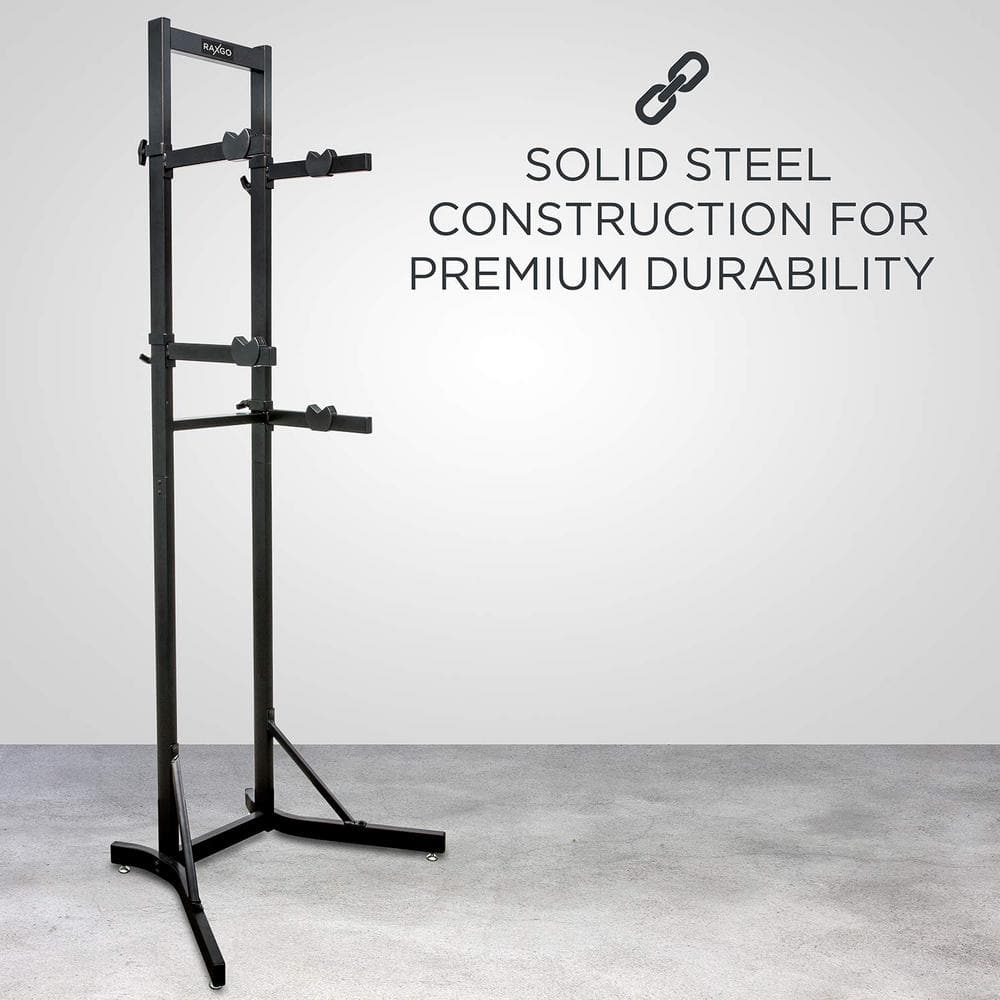 Black Steel Freestanding Adjustable 2-Bike Storage Rack