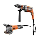 8.5 Amp Corded 1/2 in. Heavy-Duty Hammer Drill with 8 Amp Corded 4-1/2 in. Angle Grinder