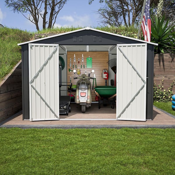VAMOP 10 ft. W x 10 ft. D Metal Outdoor Storage Shed with Lockable