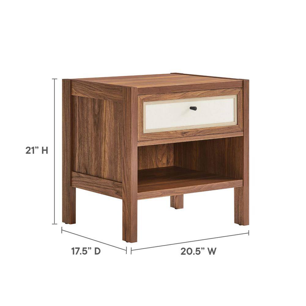 Capri Walnut Wood Grain Nightstand with Linen Drawer