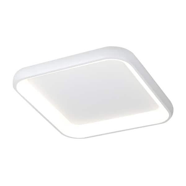 Justice Design Acryluxe Polaris 25 in. 1-Light Matte White Square LED Flush-Mount with Opal Acrylic Shade