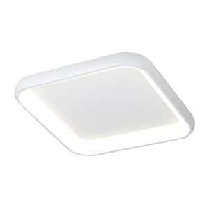 Acryluxe Polaris 25 in. 1-Light Matte White Square LED Flush-Mount with Opal Acrylic Shade