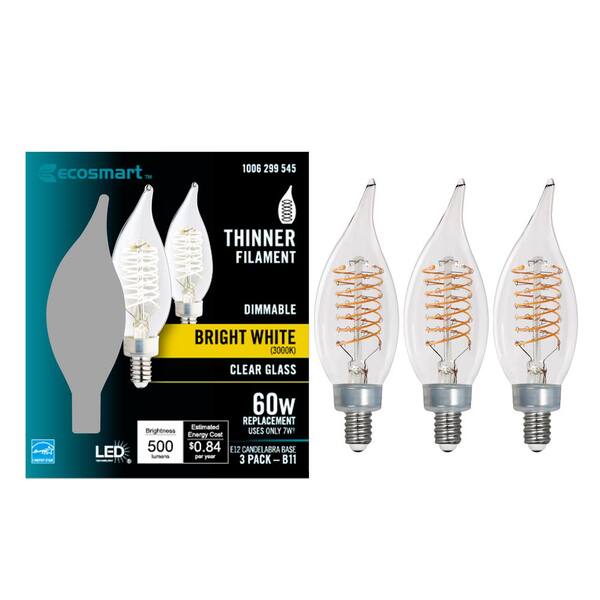 EcoSmart 40-Watt Equivalent BA11 Dimmable Candelabra E12