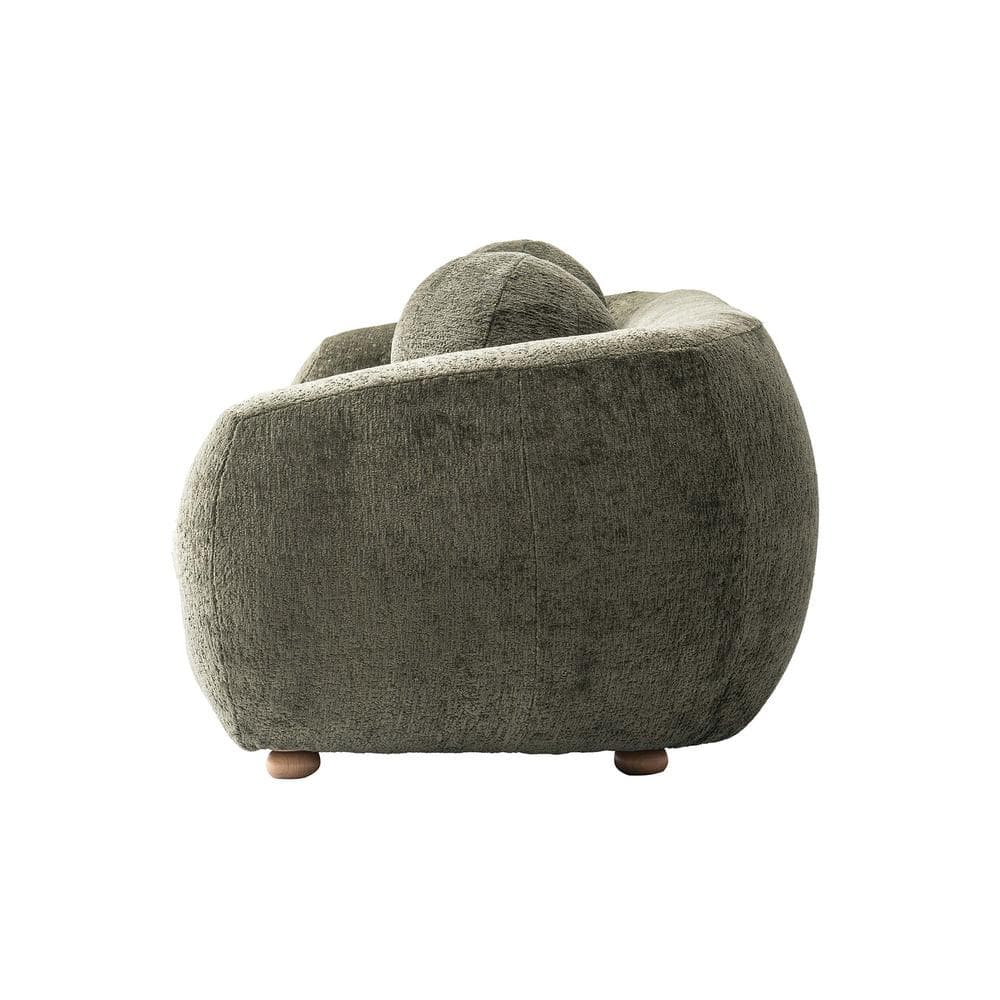 Tribeca Olive Green Chenille Upholstered Sofa with Wood Frame