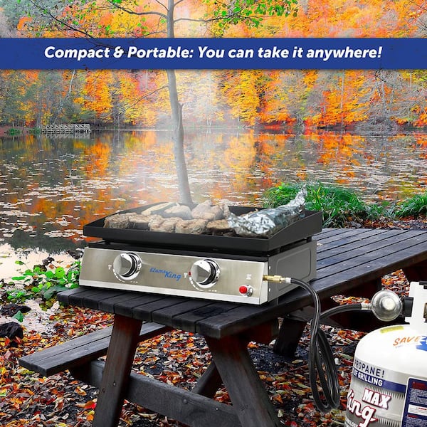 Flame King 2-Burner Propane Tabletop, Heavy Duty Flat Top Cast Iron Outdoor Griddle  Grill YSNFM-HT-120DB The Home Depot