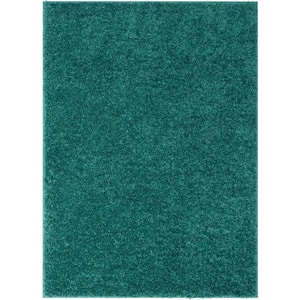 Elle Basics Emerson Solid Shag Green 3 ft. 11 in. x 5 ft. 3 in. Area Rug