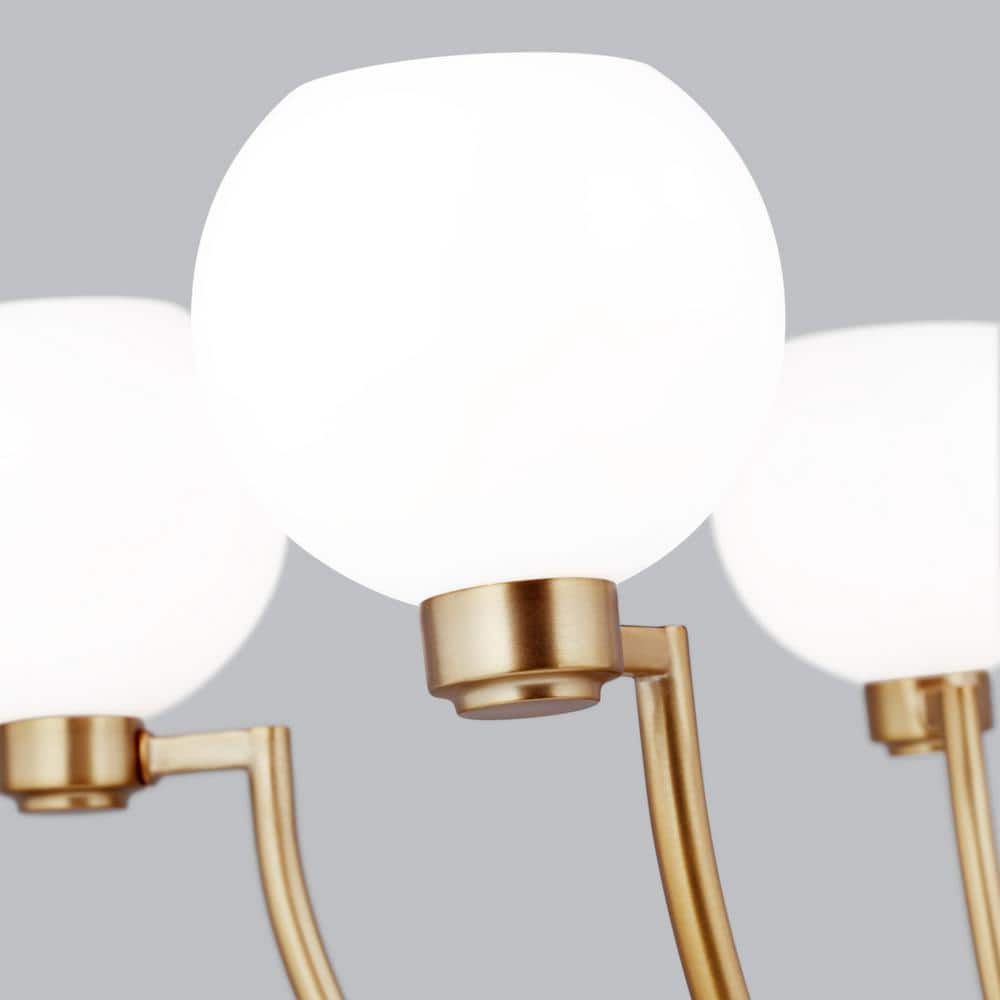 Derek Brass 5-Light Outdoor Chandelier with Opal Glass Globes