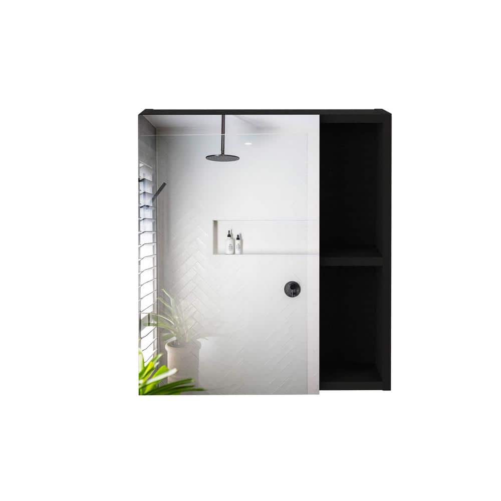 17.7 in. W x 19.6 in. H Black Rectangular Particle Board Surface Mount Medi